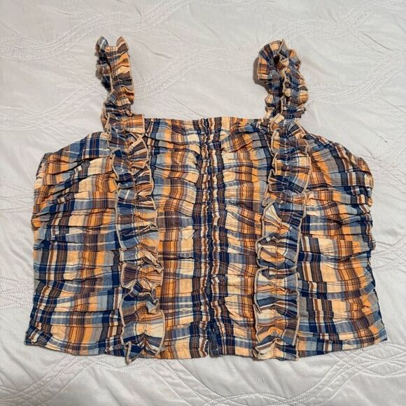 Verb by Pallavi Singhee Ruffled Plaid Tank Clasp Front L - Picture 1 of 4